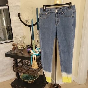 Women's Blue and Yellow Dip-Dye Jeans